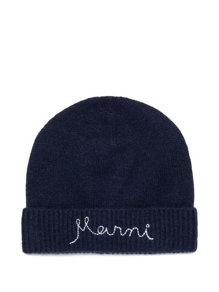  Marni Kids Logo-embroidered Beanie - Blue 