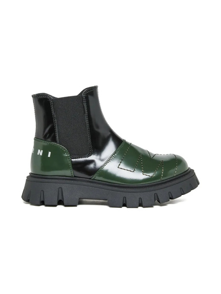  Marni Kids Panelled Leather Boots - Green 