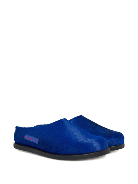  Marni Kids Printed-patch Fur Sneakers - Blue 