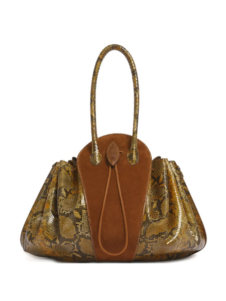  Marni Large Python-print Shoulder Bag - Brown 