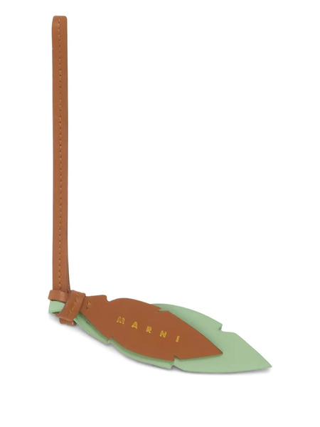  Marni Leather Leaf Keychain - Brown 