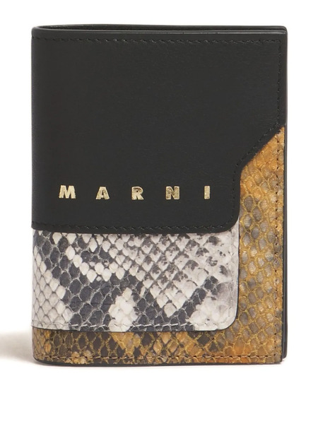  Marni Leather Python-print Bifold Wallet - Black 