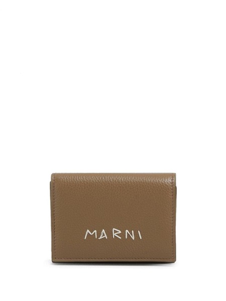  Marni Logo-embroidered Leather Wallet - Brown 