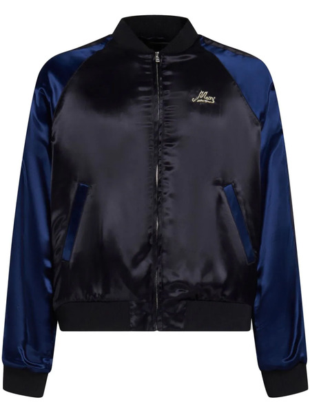  Marni Logo-embroidered Satin Bomber Jacket - Blue 