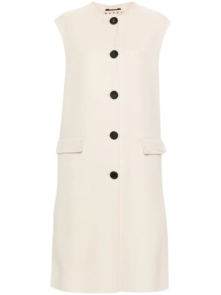  Marni Logo-embroidered Sleeveless Coat - Neutrals 