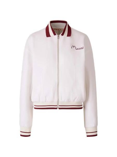  Marni Logo Embroidery Bomber Jacket - White 