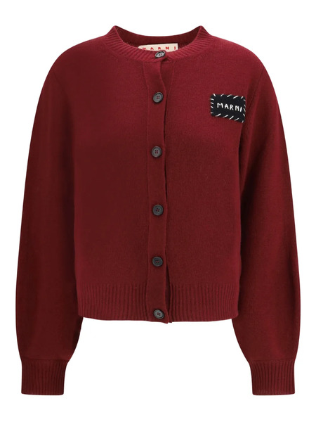 Marni Logo-patch Button-fastening Cardigan - Red 