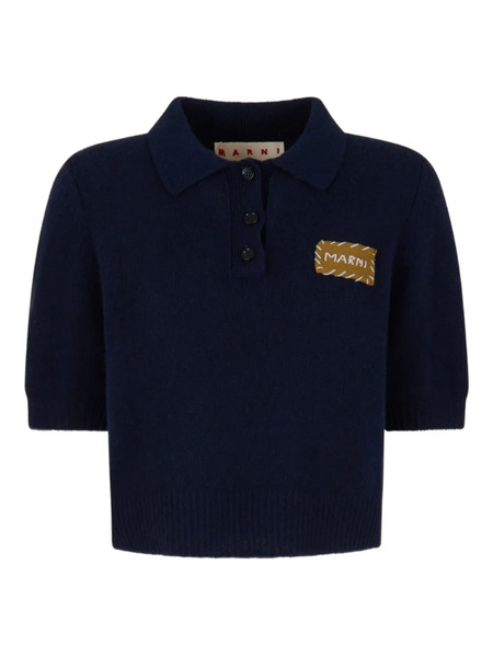  Marni Logo-patch Polo Shirt - Blue 