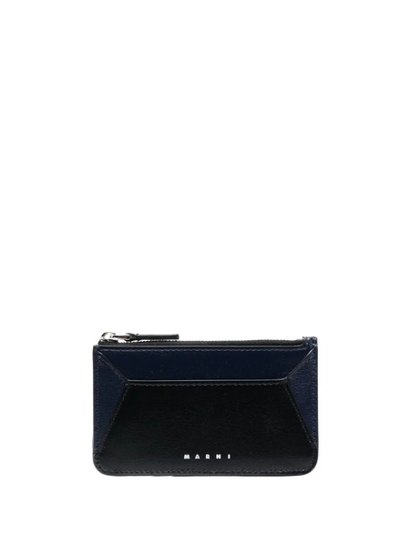  Marni Logo-print Leather Card Holder - Blue 