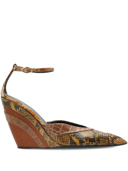  Marni 110mm Snakeskin-panel Wedge Trainers - Brown 