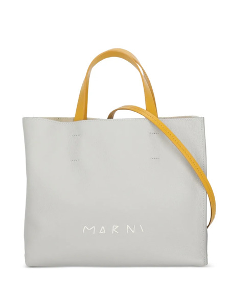  Marni Museo Soft Colourblock Leather Tote Bag - Grey 
