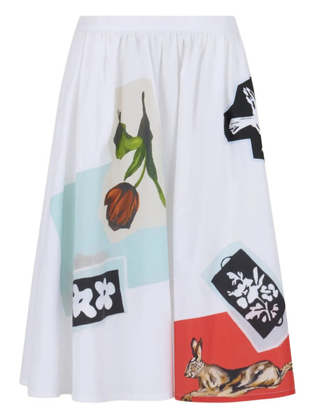  Marni Patchwork-design Midi Skirt - White 