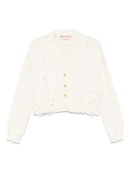  Marni Patterned-jacquard Cardigan - White 