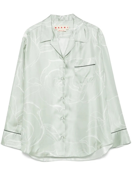  Marni Printed Silk Shirt - Green 