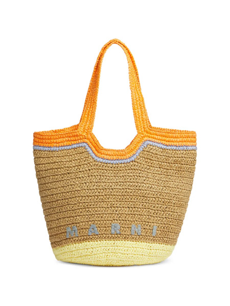  Marni Raffia Logo Shoulder Bag - Brown 