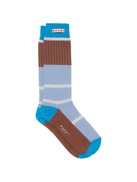  Marni Ribbed Colour-block Socks - Blue 