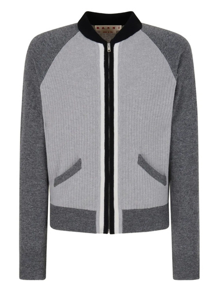  Marni Ribbed-panel Zip-up Sweatshirt - Grey 