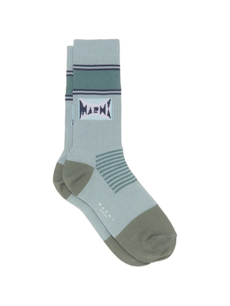  Marni Ribbed Striped Socks - Blue 