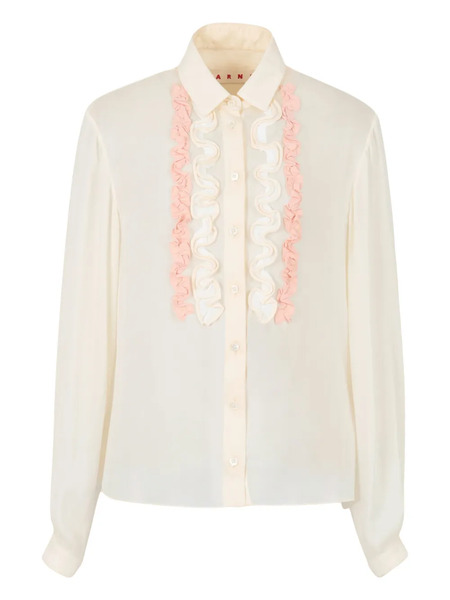  Marni Ruffled Long-sleeves Shirt - Neutrals 