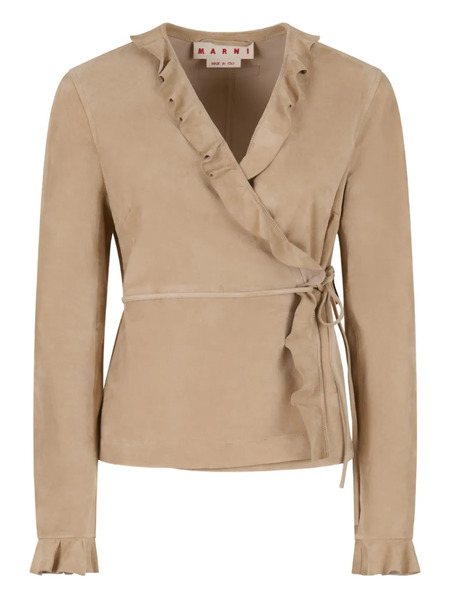  Marni Ruffled Wrap Jacket - Neutrals 