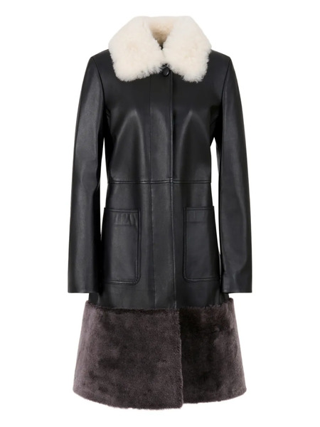  Marni Shearling-hem Leather Coat - Black 