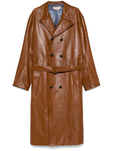  Marni Shiny Leather Coat - Brown 