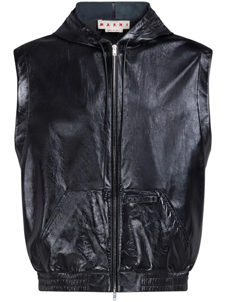  Marni Sleeveless Leather Jacket - Black 