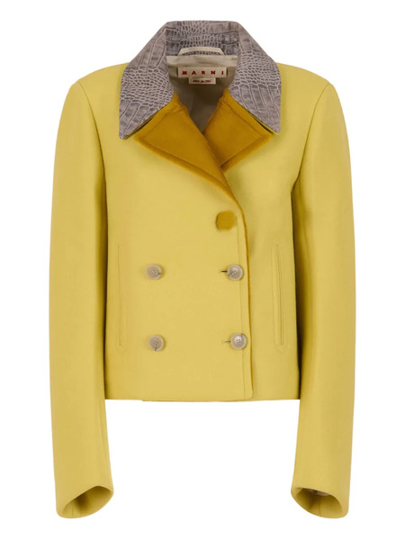  Marni Snakeskin-print Wool Jacket - Yellow 
