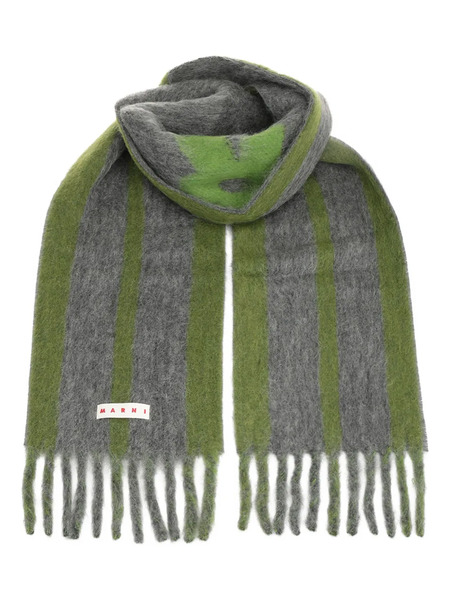  Marni Striped Fringed Scarf - Green 