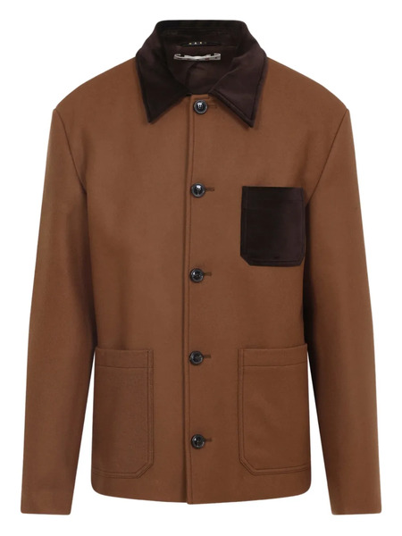  Marni Textured-collar Pocket Jacket - Brown 