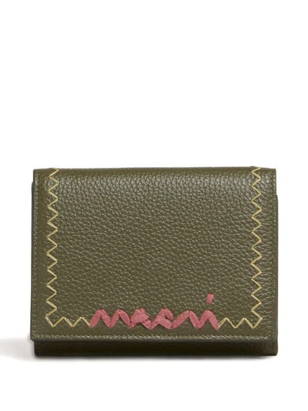  Marni Textured Leather Bi-fold Wallet - Green 