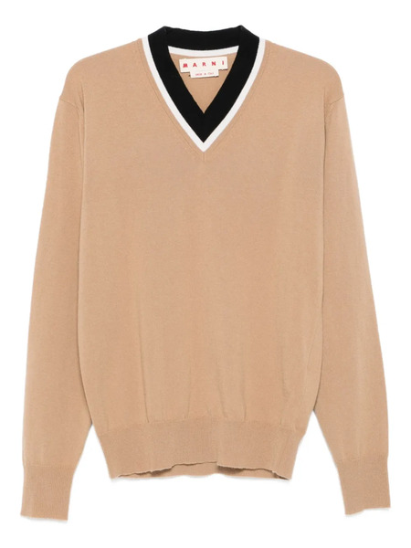  Marni V-neck Wool Sweater - Neutrals 