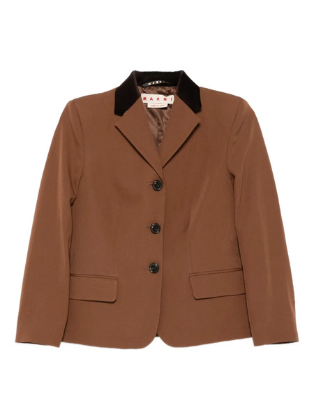  Marni Velvet-collared Button Blazer - Brown 