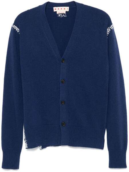  Marni Whipstitch-trim Cardigan - Blue 