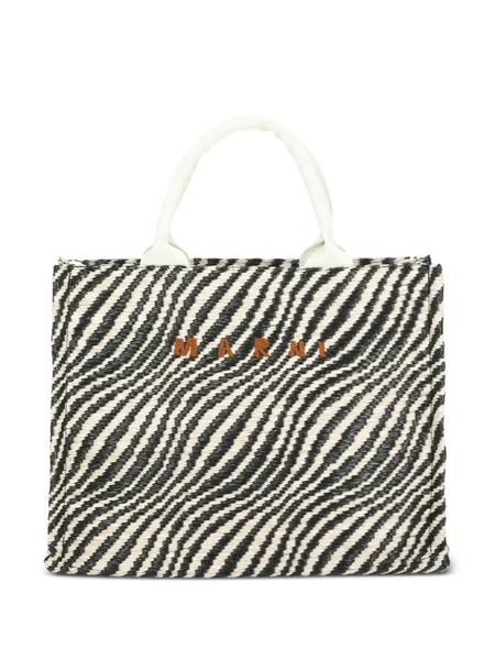  Marni Zebra Print Handle Shoulder Bag - Black 
