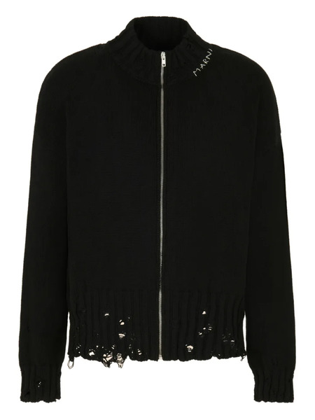  Marni Zip-up Distressed Cardigan - Black 