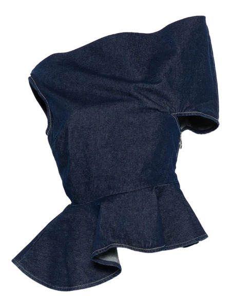  Marques'almeida Asymmetric Ruffled Top - Blue 