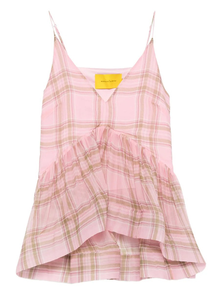  Marques'almeida Tartan-check Chiffon Top - Pink 