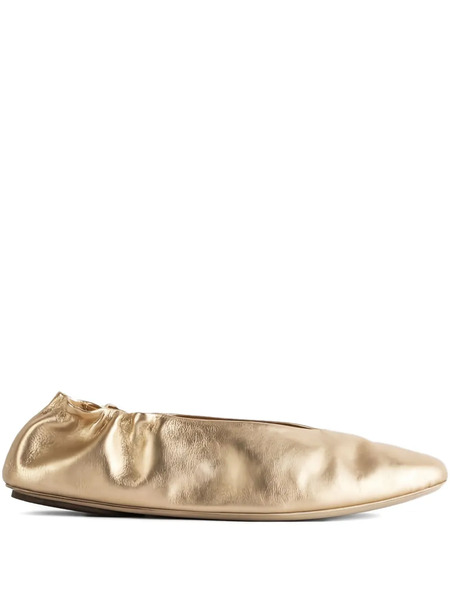  Marsèll Strascico Elastic-trim Leather Ballet Flats - Gold 