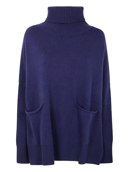  Ma'ry'ya Two-pocket Roll-neck Sweater - Blue 