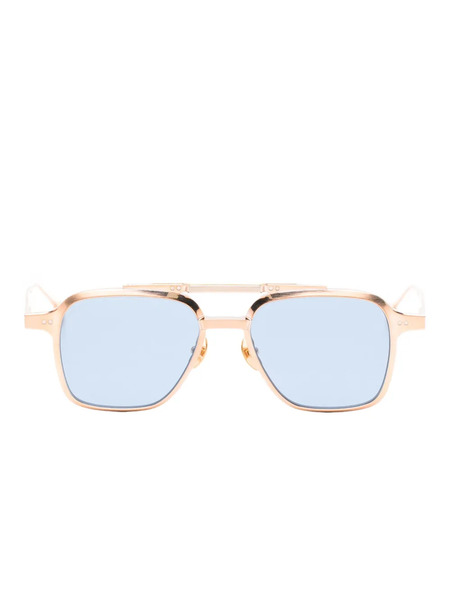  Massada White Circle Square-frame Sunglasses - Gold 
