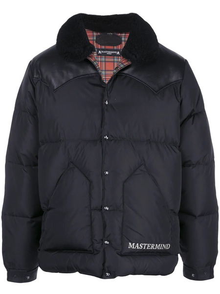  Mastermind Japan Leather-panelled Puffer Coat - Black 