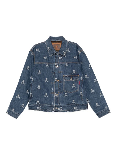  Mastermind Japan Skull-crossbones Denim Jacket - Blue 