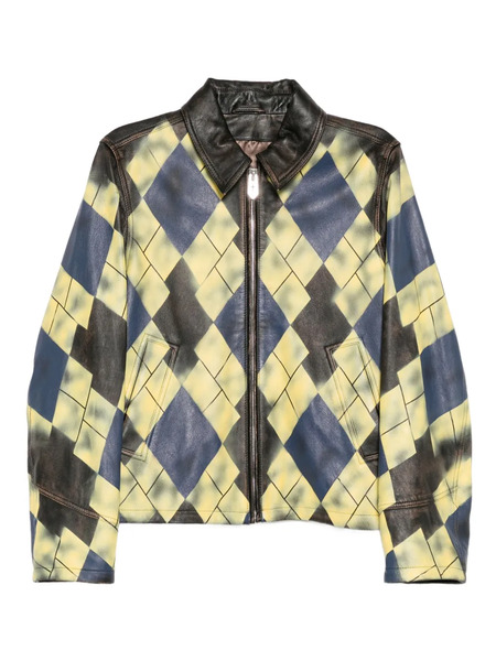  Masu Checked Leather Jacket - Yellow 