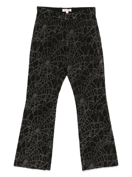  Masu Flocky-web Flared Trousers - Black 