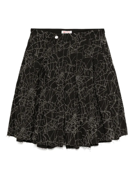  Masu Flocky-web Pleated Shorts - Black 