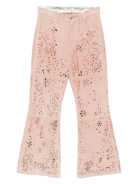  Masu Galaxy-cut Leather Flare Pants - Pink 