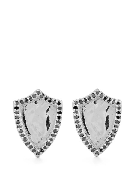  Mateo Black Diamond Shield Cufflinks - Silver 