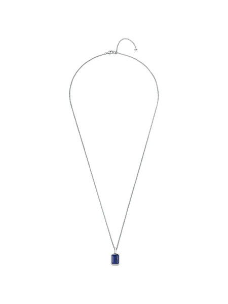  Mateo Emerald-cut Lapis Necklace - Silver 