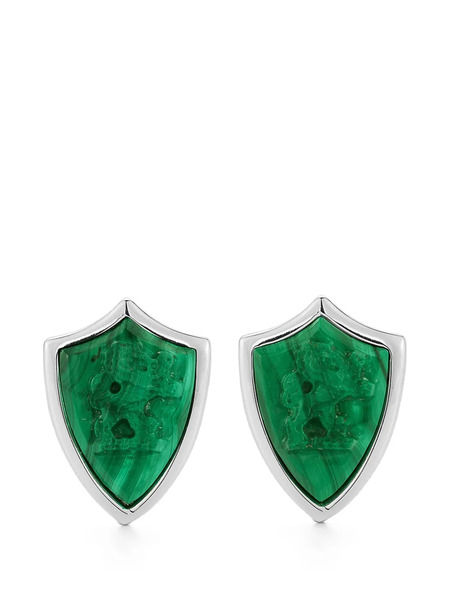  Mateo Malachite Lion Shield Cufflinks - Silver 